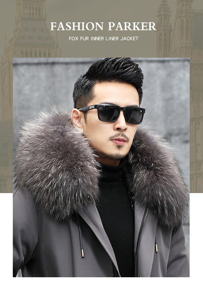 Snow Lotus Men's Mink Fur Parka | 2025 Winter Detachable Mink Lining Long Coat | Luxury Slim-Fit Fur-Trimmed Jacket | 215