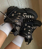 Men's American Utility Strap Hiking Boots | Thick-Sole Metal Buckle Martin Boots | High-Top Rock Style Ankle Boots
