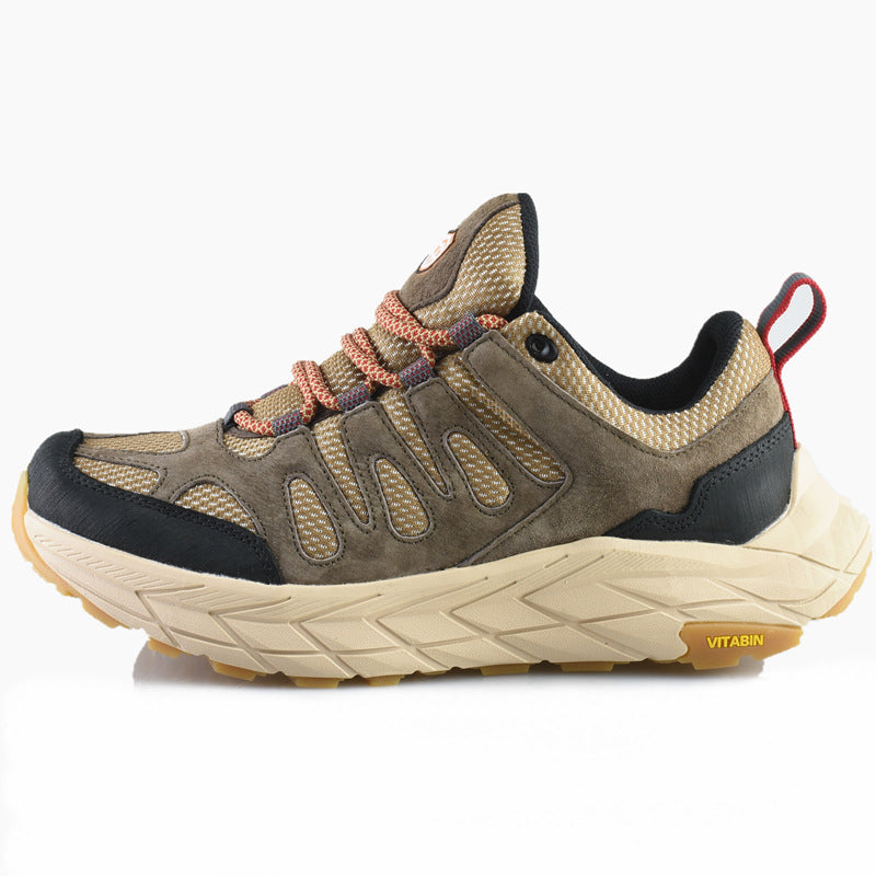 ECAF HTRON EHT Men‘s Genuine Leather Hiking Boots Thick Sole Outdoor Trail Shoes Anti-Slip & Breathable Trekking Trainers