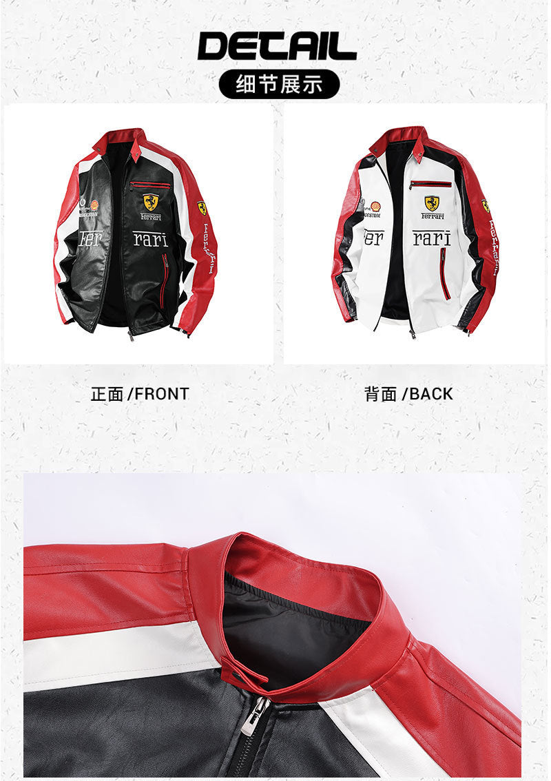 Men's PU Leather Moto Jacket | 2026 Korean Style Racing Coat | Waterproof Windproof Fleece-Lined Biker Outerwear