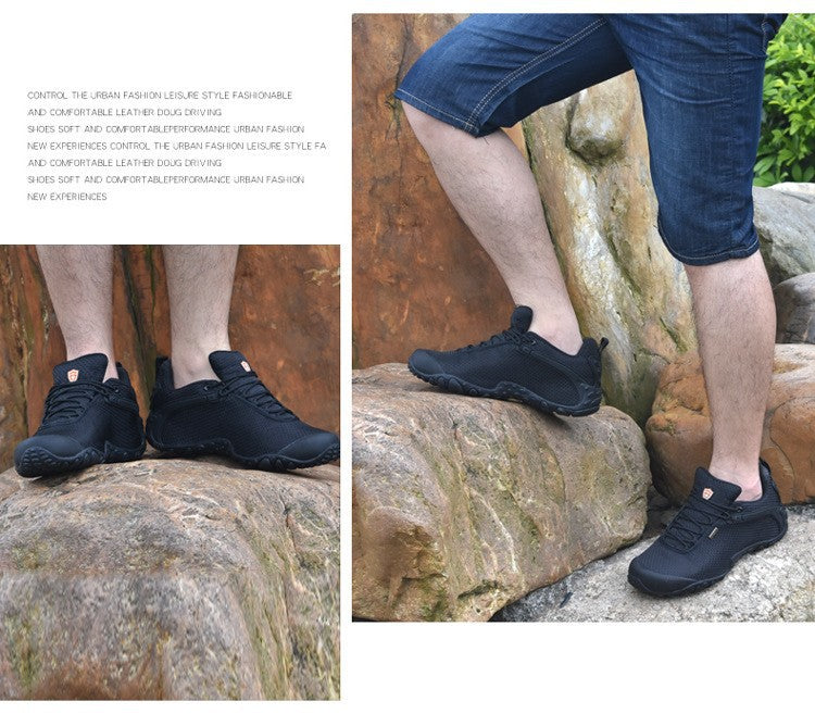 ECAF HTRON Men Water-Resistant Hiking Shoes Breathable Trainers Trail Runners Lightweight Outdoor Trekking Sneakers