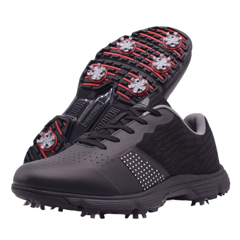 Men's Golf Shoes | Breathable Lace-Up Spiked Golf Sneakers | Lightweight & Durable Course Waterproof Trainers