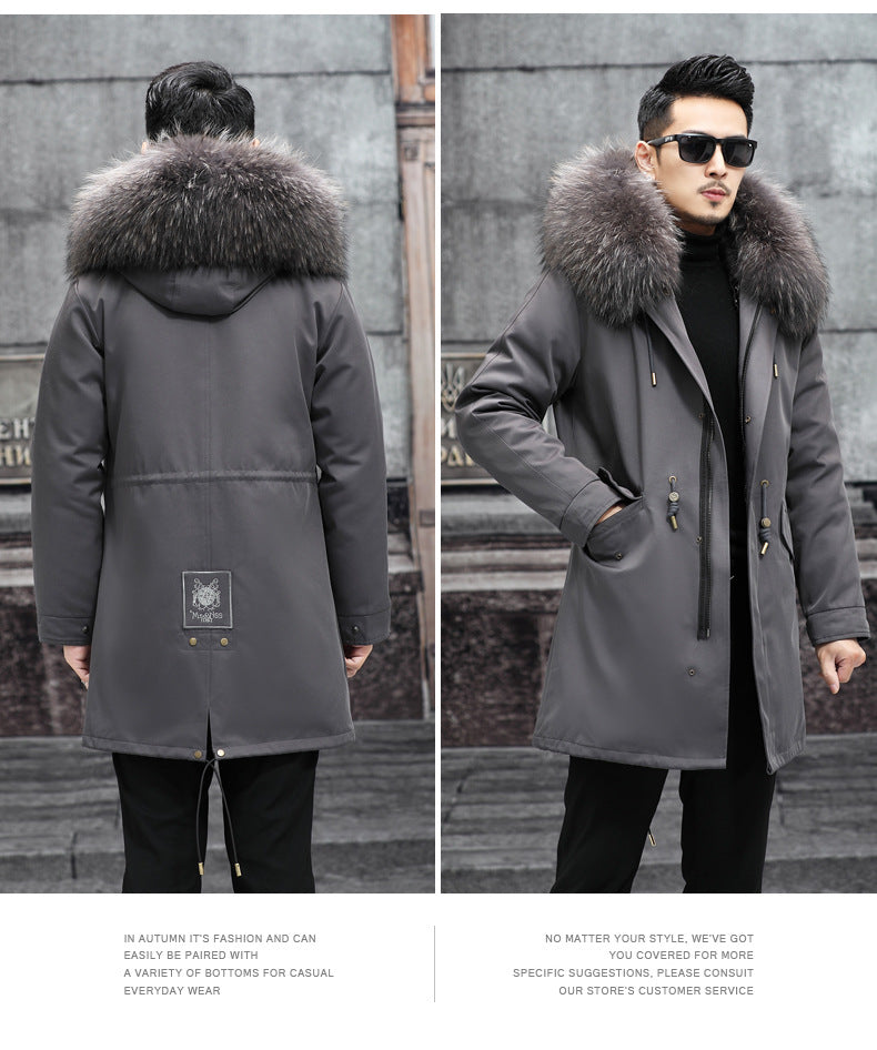 Snow Lotus Men's Mink Fur Parka 2025 Winter Detachable Mink Lining Long Coat Luxury Slim-Fit Fur-Trimmed Jacket | 215