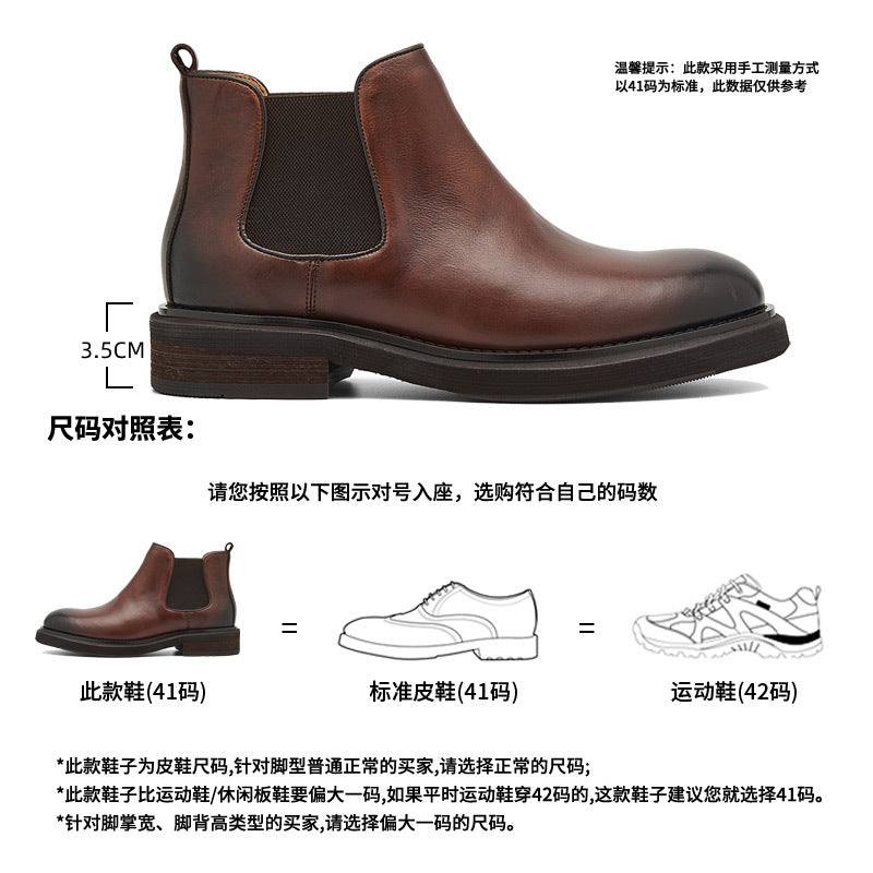 Men's Chelsea Boots | 2025 Autumn Winter British Retro Ankle Boots | Chunky Sole Leather Pull-On Boots | B3923