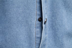 Herren-Jeanshemd mit verwaschenem Muster – Langarm, 100 % Baumwolle, lässiges Button-Up-Oberteil | 6025 
