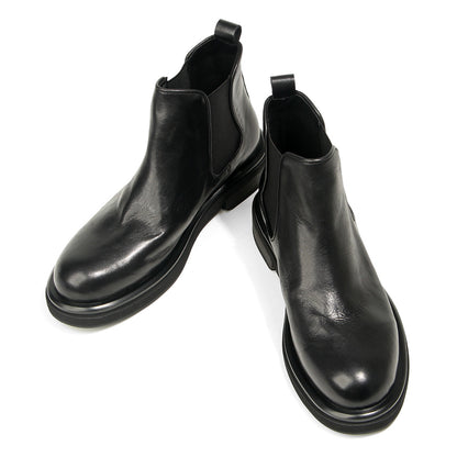 TELUOLU Men's Chelsea Boots | Premium Leather High-Top Boots | Chunky Sole British Retro Ankle Boots | 603-1