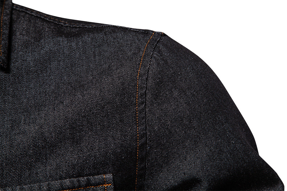Herren-Jeanshemd mit verwaschenem Muster – Langarm, 100 % Baumwolle, lässiges Button-Up-Oberteil | 6025 