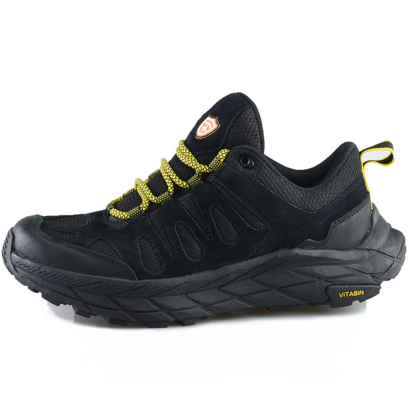 ECAF HTRON EHT Men‘s Genuine Leather Hiking Boots Thick Sole Outdoor Trail Shoes Anti-Slip & Breathable Trekking Trainers