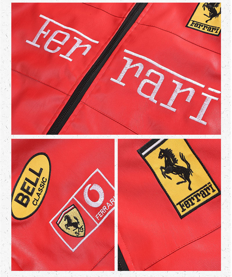 PU Leather Moto Jacket | F1 Racing Style Padded Biker Coat Waterproof Windproof Streetwear