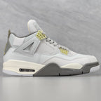 AJ4 Suede Grey High-Top Basketball Sneakers Unisex Cushioned Retro Trainers with Glow Sole & Toon Design