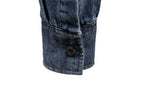 Herren-Jeanshemd mit verwaschenem Muster – Langarm, 100 % Baumwolle, lässiges Button-Up-Oberteil | 6025 