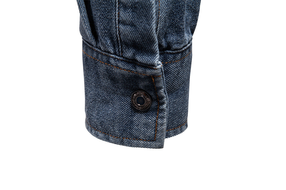 Herren-Jeanshemd mit verwaschenem Muster – Langarm, 100 % Baumwolle, lässiges Button-Up-Oberteil | 6025 