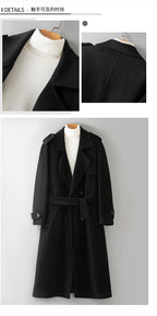 2026 New 100% Wool Double-Faced Long Coat | Men's Handcrafted Overcoat with Belt | Premium Knee-Length Winter Outerwear | 86740