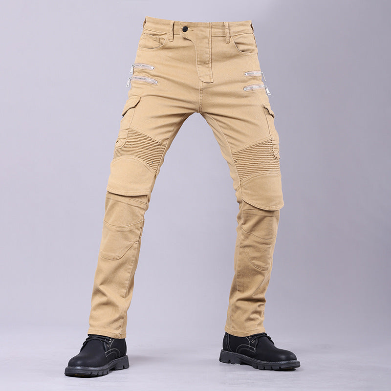 MOTOJSMT Motorcycle Riding Jeans | Casual Cargo Pants with Protective Armor | Zipper Pocket Racing Trousers for Summer | MOTOJSMT