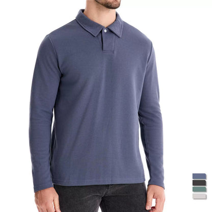 Gewaschenes Herren-Poloshirt – Langarm-Oberteil aus Baumwollmischung | Smart-Casual Herbst-Essential | PL255 