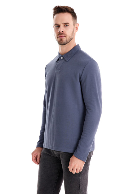 Gewaschenes Herren-Poloshirt – Langarm-Oberteil aus Baumwollmischung | Smart-Casual Herbst-Essential | PL255 