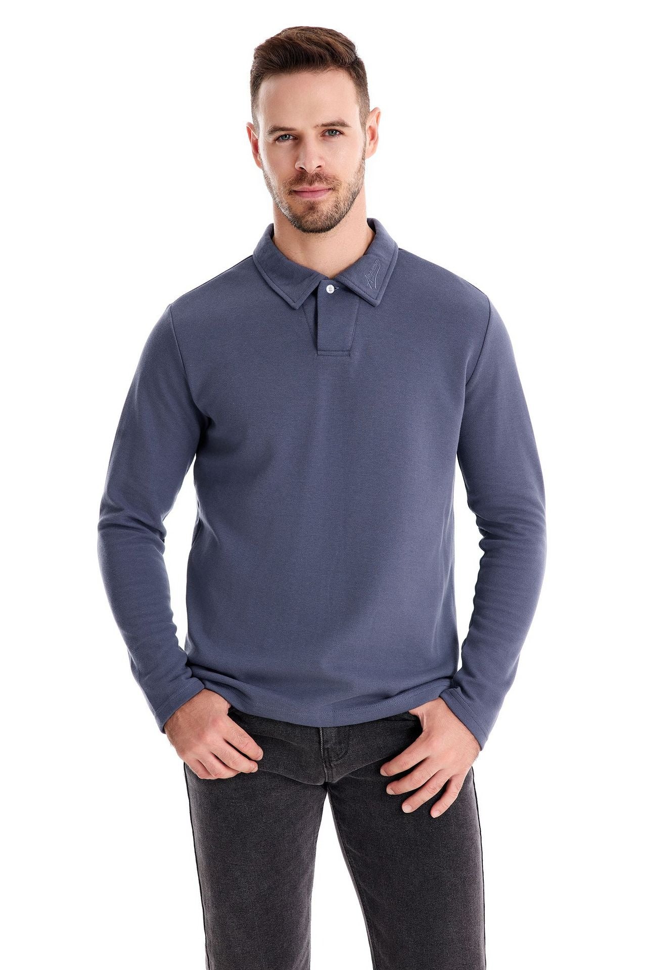 Gewaschenes Herren-Poloshirt – Langarm-Oberteil aus Baumwollmischung | Smart-Casual Herbst-Essential | PL255 