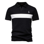 Herren-Poloshirt mit V-Ausschnitt und aufgesticktem Hirsch-Kontrast – 2025 Sommer-Slim-Fit-Freizeitoberteil | PL7002 