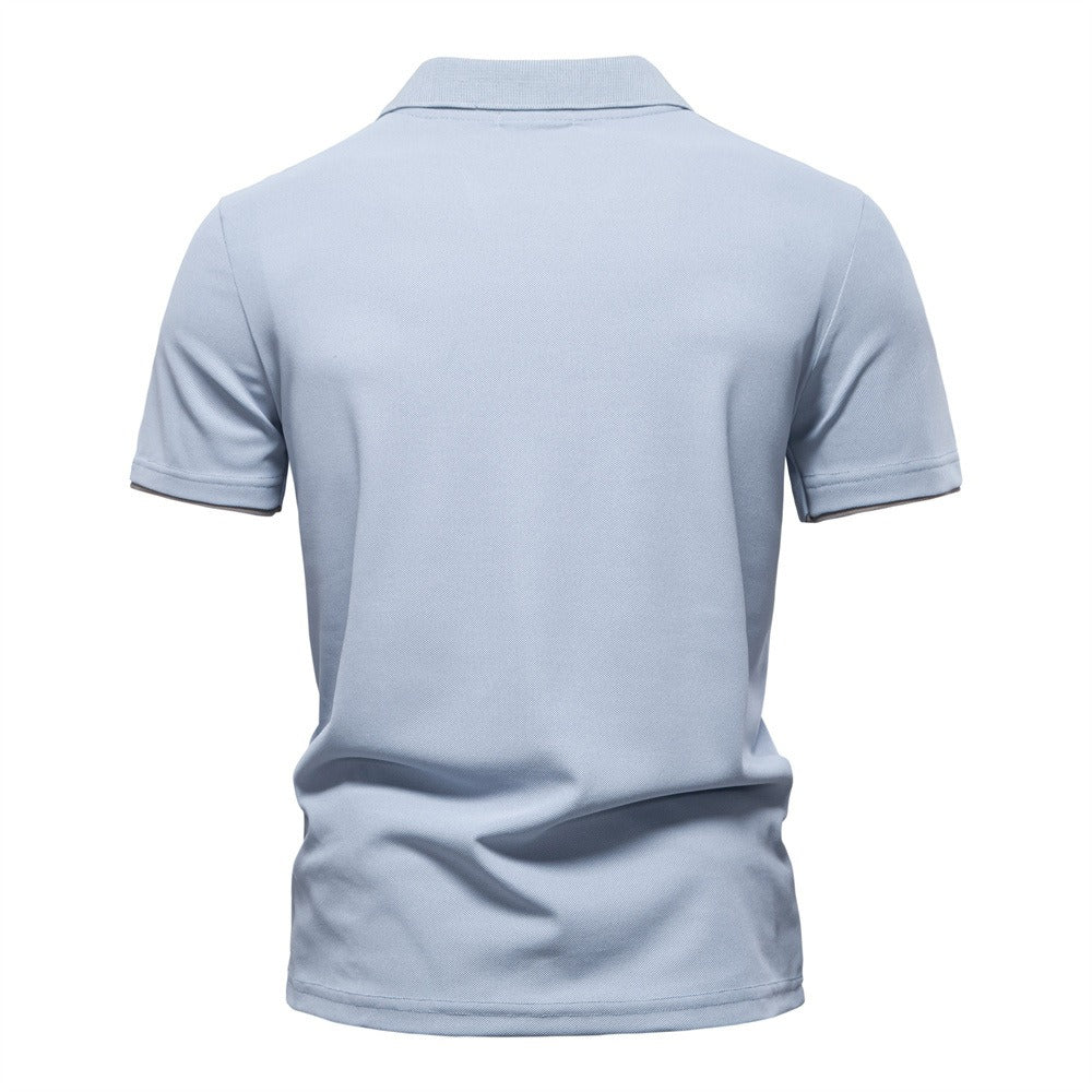 Herren-Poloshirt mit V-Ausschnitt und aufgesticktem Hirsch-Kontrast – 2025 Sommer-Slim-Fit-Freizeitoberteil | PL7002 