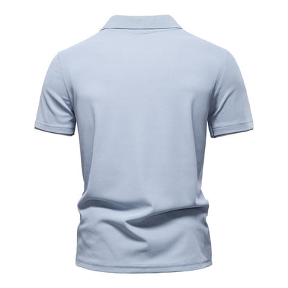 Herren-Poloshirt mit V-Ausschnitt und aufgesticktem Hirsch-Kontrast – 2025 Sommer-Slim-Fit-Freizeitoberteil | PL7002 