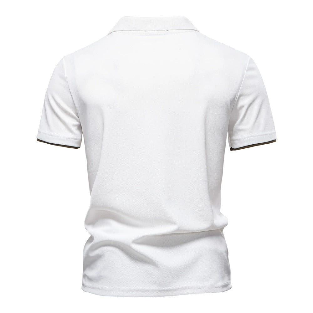 Herren-Poloshirt mit V-Ausschnitt und aufgesticktem Hirsch-Kontrast – 2025 Sommer-Slim-Fit-Freizeitoberteil | PL7002 