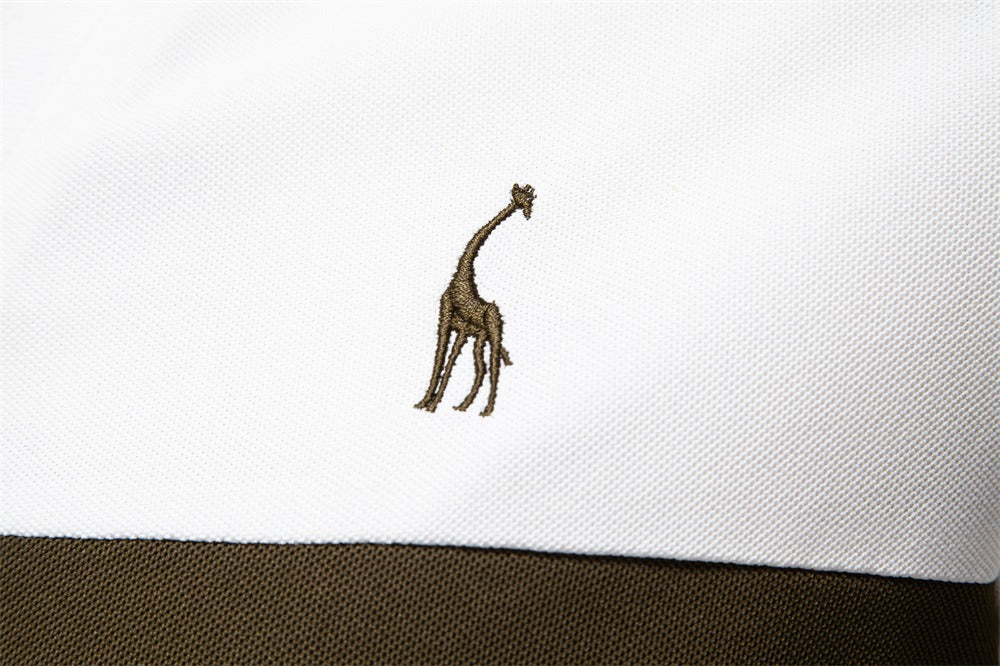 Herren-Poloshirt mit V-Ausschnitt und aufgesticktem Hirsch-Kontrast – 2025 Sommer-Slim-Fit-Freizeitoberteil | PL7002 
