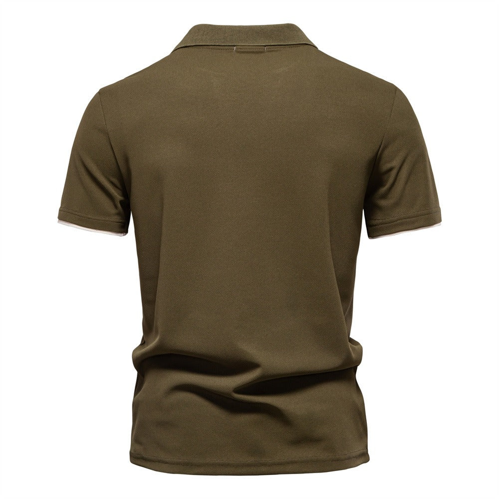 Herren-Poloshirt mit V-Ausschnitt und aufgesticktem Hirsch-Kontrast – 2025 Sommer-Slim-Fit-Freizeitoberteil | PL7002 