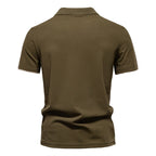 Herren-Poloshirt mit V-Ausschnitt und aufgesticktem Hirsch-Kontrast – 2025 Sommer-Slim-Fit-Freizeitoberteil | PL7002 