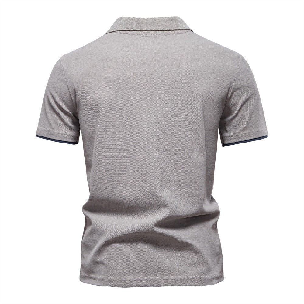 Herren-Poloshirt mit V-Ausschnitt und aufgesticktem Hirsch-Kontrast – 2025 Sommer-Slim-Fit-Freizeitoberteil | PL7002 