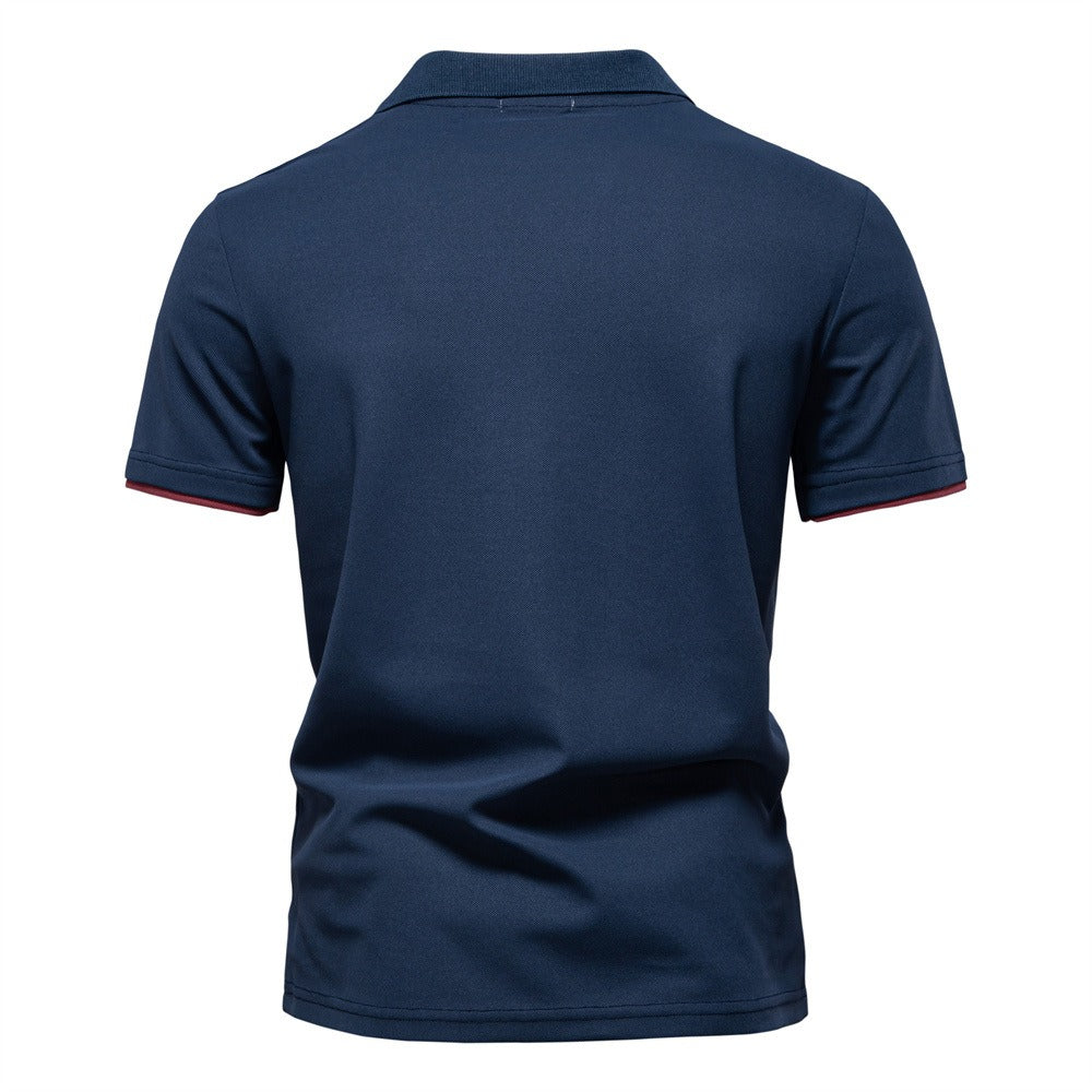 Herren-Poloshirt mit V-Ausschnitt und aufgesticktem Hirsch-Kontrast – 2025 Sommer-Slim-Fit-Freizeitoberteil | PL7002 