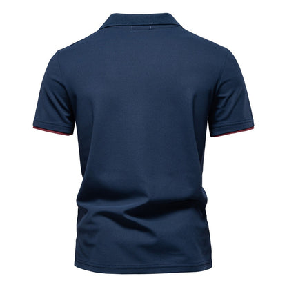 Herren-Poloshirt mit V-Ausschnitt und aufgesticktem Hirsch-Kontrast – 2025 Sommer-Slim-Fit-Freizeitoberteil | PL7002 
