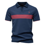 Herren-Poloshirt mit V-Ausschnitt und aufgesticktem Hirsch-Kontrast – 2025 Sommer-Slim-Fit-Freizeitoberteil | PL7002 