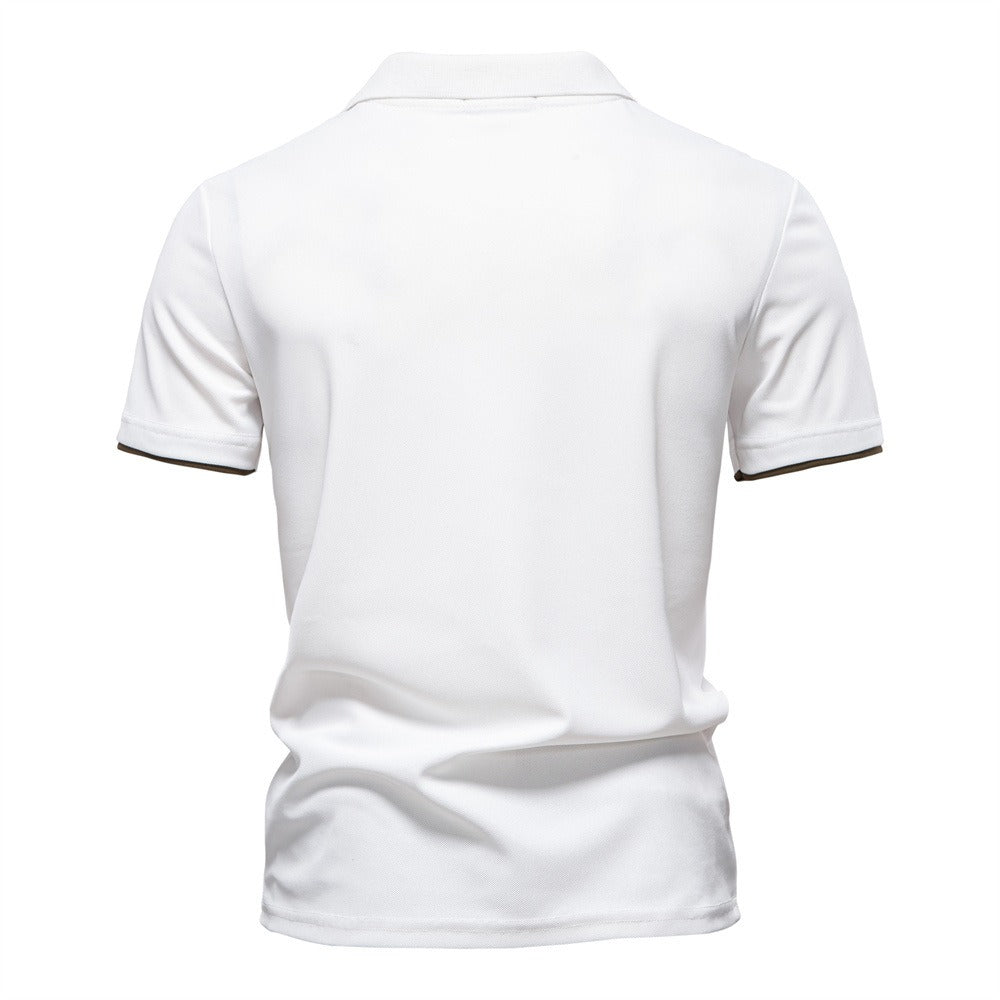 Herren-Poloshirt mit V-Ausschnitt und aufgesticktem Hirsch-Kontrast – 2025 Sommer-Slim-Fit-Freizeitoberteil | PL7002 