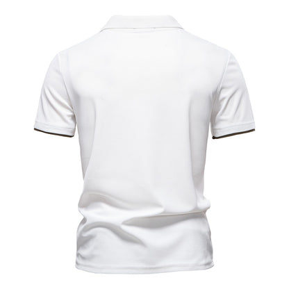 Herren-Poloshirt mit V-Ausschnitt und aufgesticktem Hirsch-Kontrast – 2025 Sommer-Slim-Fit-Freizeitoberteil | PL7002 