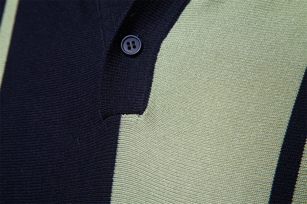 Gestreiftes Strick-Poloshirt für Herren – 2025 Sommer Slim-Fit Urban Casual Top | PSD8021/PSD8028 