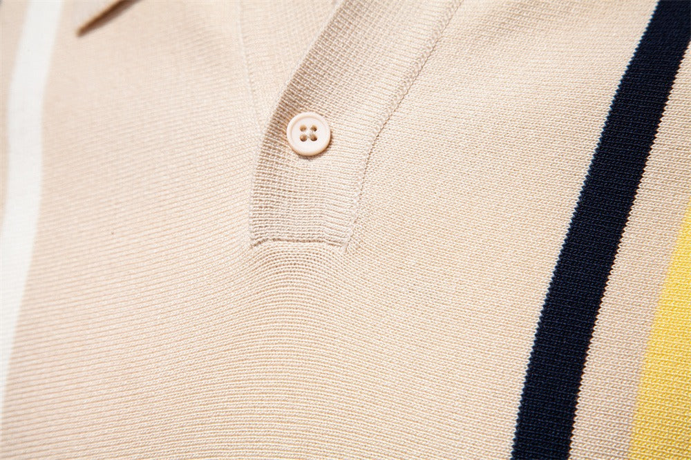 Gestreiftes Strick-Poloshirt für Herren – 2025 Sommer Slim-Fit Urban Casual Top | PSD8021/PSD8028 