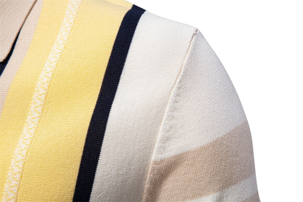 Gestreiftes Strick-Poloshirt für Herren – 2025 Sommer Slim-Fit Urban Casual Top | PSD8021/PSD8028 