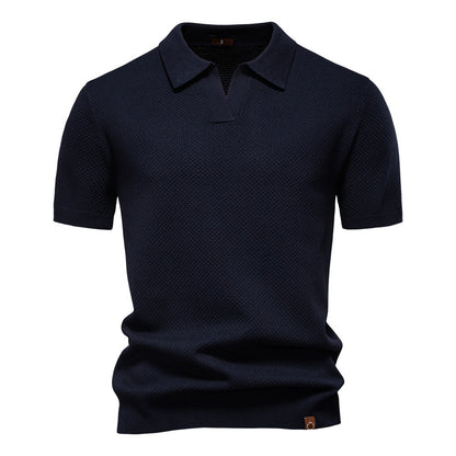 Herren-Poloshirt mit Ananas-Strickstruktur – 2025 Sommer-Kurzarmshirt mit entspannter Passform | PSD8025
