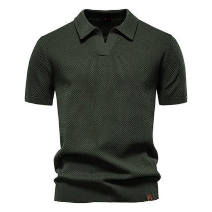 Herren-Poloshirt mit Ananas-Strickstruktur – 2025 Sommer-Kurzarmshirt mit entspannter Passform | PSD8025