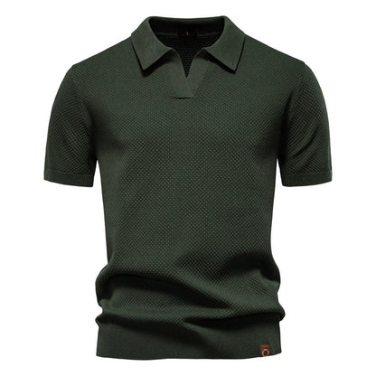Herren-Poloshirt mit Ananas-Strickstruktur – 2025 Sommer-Kurzarmshirt mit entspannter Passform | PSD8025