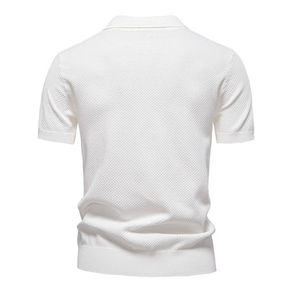 Herren-Poloshirt mit Ananas-Strickstruktur – 2025 Sommer-Kurzarmshirt mit entspannter Passform | PSD8025