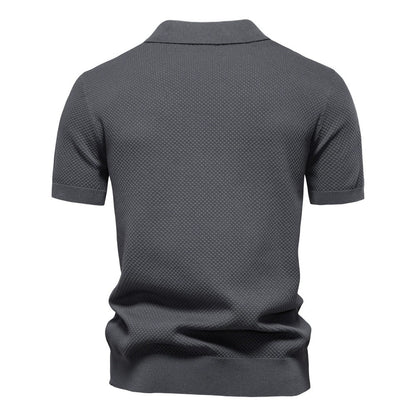 Herren-Poloshirt mit Ananas-Strickstruktur – 2025 Sommer-Kurzarmshirt mit entspannter Passform | PSD8025