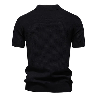 Herren-Poloshirt mit Ananas-Strickstruktur – 2025 Sommer-Kurzarmshirt mit entspannter Passform | PSD8025