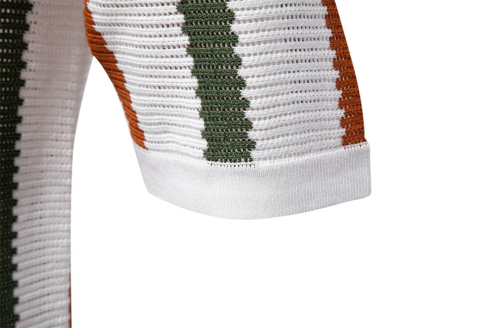 Atmungsaktives Poloshirt aus gestreiftem Strick für Herren – 2025 Sommer Slim-Fit Business Casual Top | PSD8030 