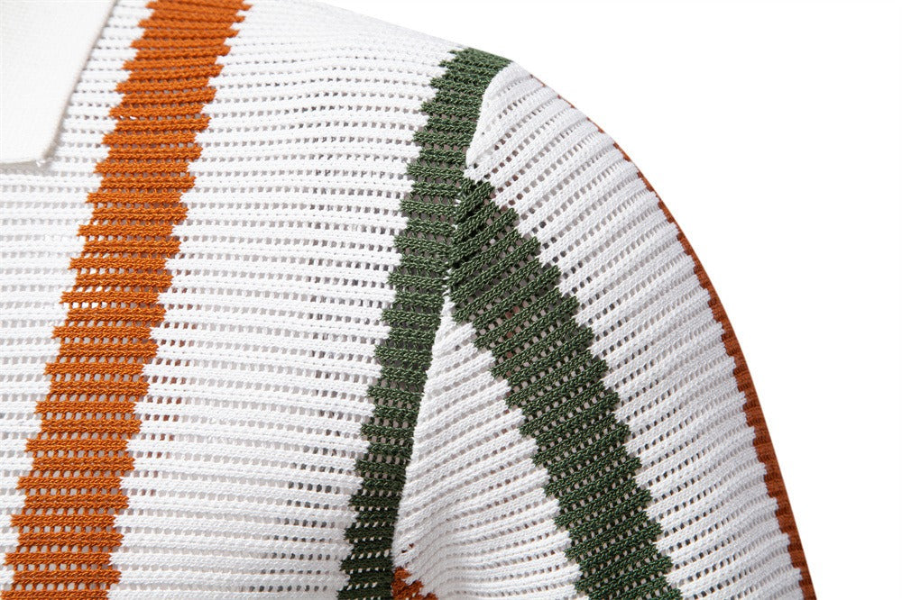 Atmungsaktives Poloshirt aus gestreiftem Strick für Herren – 2025 Sommer Slim-Fit Business Casual Top | PSD8030 