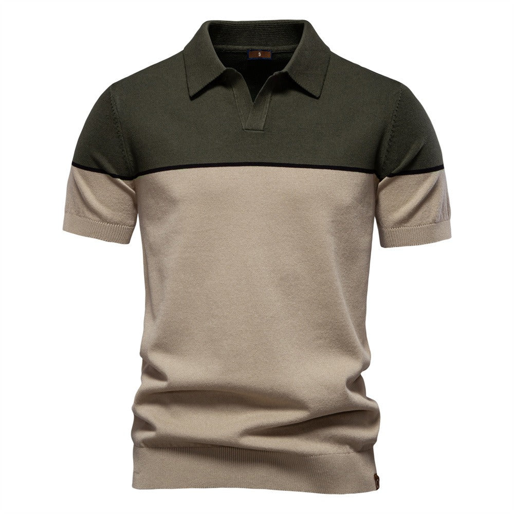 Zweifarbiges Strick-Poloshirt für Herren – 2025 Sommer Slim-Fit Business Casual Top | PSD8041 