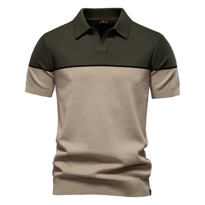 Zweifarbiges Strick-Poloshirt für Herren – 2025 Sommer Slim-Fit Business Casual Top | PSD8041 