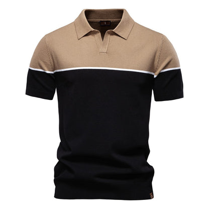 Zweifarbiges Strick-Poloshirt für Herren – 2025 Sommer Slim-Fit Business Casual Top | PSD8041 