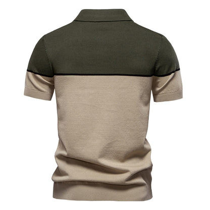 Zweifarbiges Strick-Poloshirt für Herren – 2025 Sommer Slim-Fit Business Casual Top | PSD8041 
