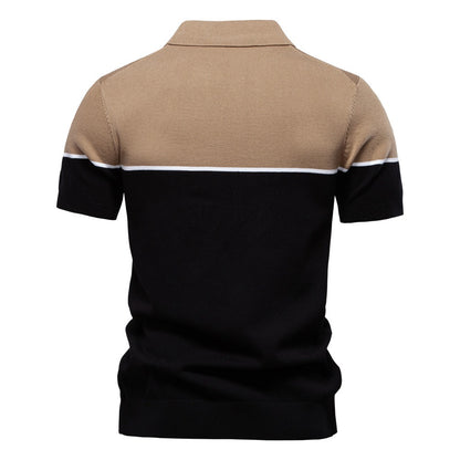 Zweifarbiges Strick-Poloshirt für Herren – 2025 Sommer Slim-Fit Business Casual Top | PSD8041 